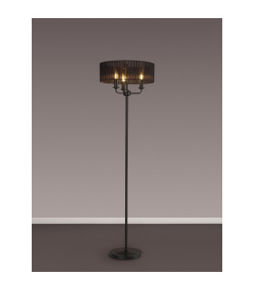 Banyan 3 Light Switched Floor Lamp With 45cm x 15cm Organza Shade Matt Black/Black-2