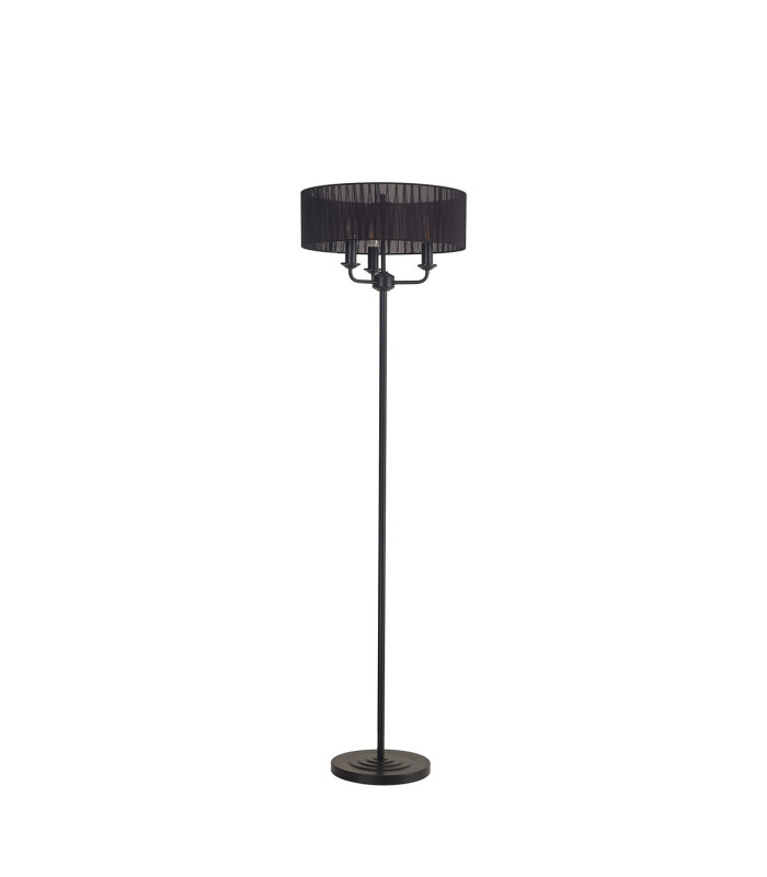 Banyan 3 Light Switched Floor Lamp With 45cm x 15cm Organza Shade Matt Black/Black-4