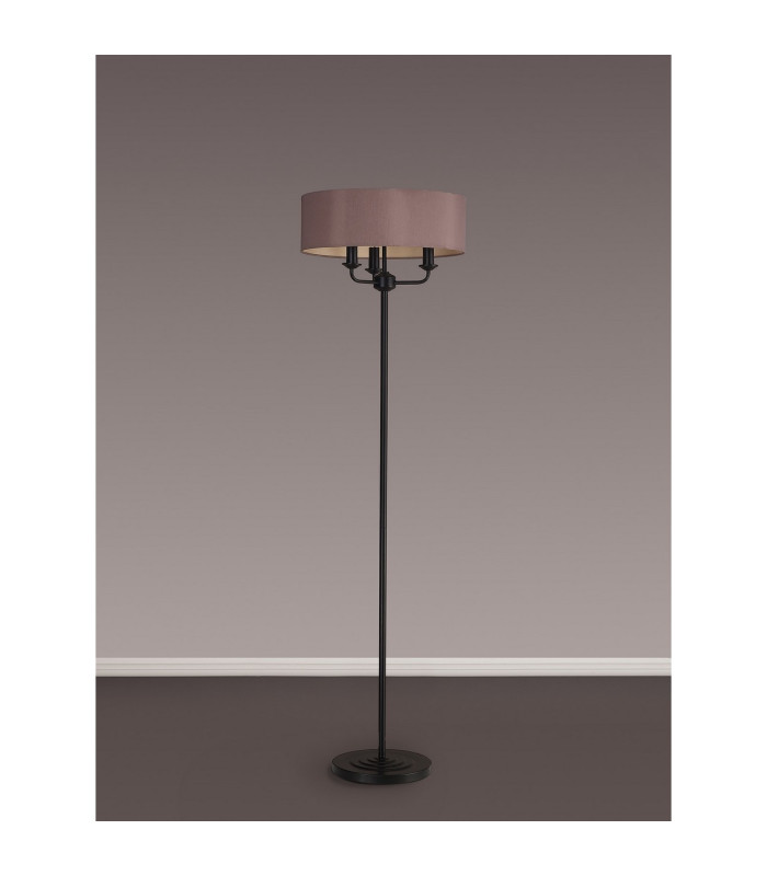 Banyan 3 Light Switched Floor Lamp With 45cm x 15cm Dual Faux Silk Fabric Shade Matt Black/Taupe-11