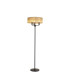 Banyan 3 Light Switched Floor Lamp With 45cm x 15cm Organza Shade Matt Black/Soft Bronze-1