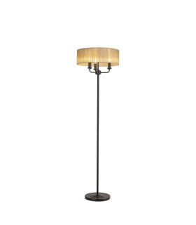Banyan 3 Light Switched Floor Lamp With 45cm x 15cm Organza Shade Matt Black/Soft Bronze-1