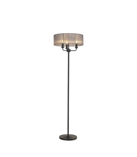 Banyan 3 Light Switched Floor Lamp With 45cm x 15cm Organza Shade Matt Black/Grey-1