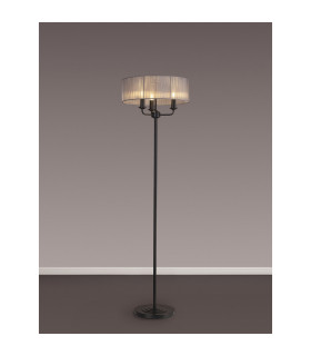 Banyan 3 Light Switched Floor Lamp With 45cm x 15cm Organza Shade Matt Black/Grey-2