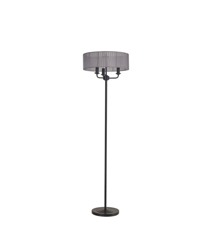 Banyan 3 Light Switched Floor Lamp With 45cm x 15cm Organza Shade Matt Black/Grey-4