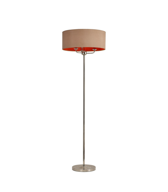 Banyan 3 Light Switched Floor Lamp With 50cm x 20cm Dual Faux Silk Shade Antique Gold/Ruby Polished Nickel/Antique Gold-1