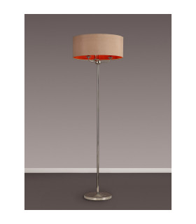 Banyan 3 Light Switched Floor Lamp With 50cm x 20cm Dual Faux Silk Shade Antique Gold/Ruby Polished Nickel/Antique Gold-2