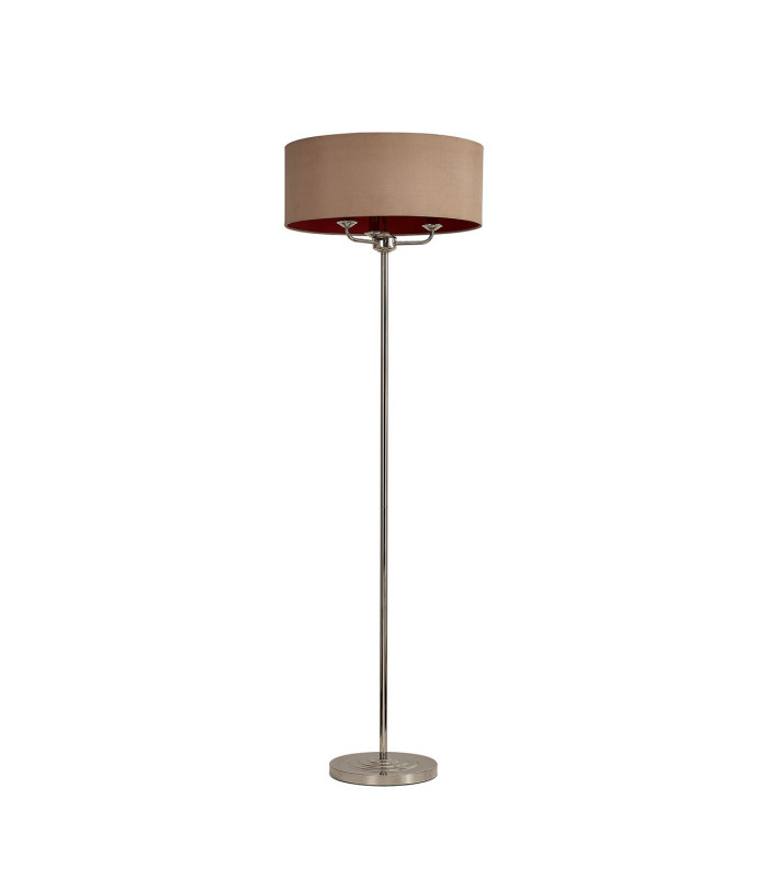 Banyan 3 Light Switched Floor Lamp With 50cm x 20cm Dual Faux Silk Shade Antique Gold/Ruby Polished Nickel/Antique Gold-4