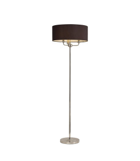 Banyan 3 Light Switched Floor Lamp With 50cm x 20cm Faux Silk Shade Black/White Laminate Polished Nickel/Black-1