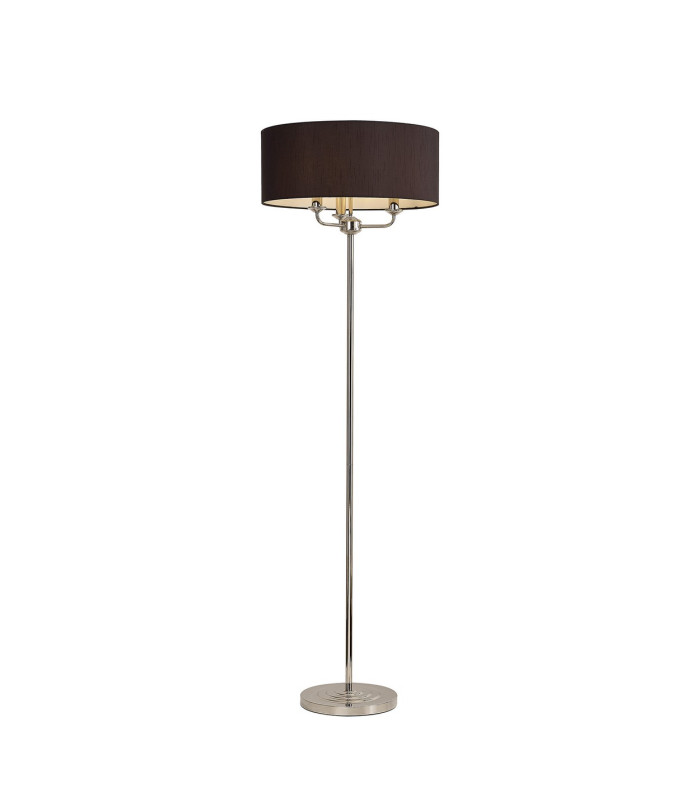 Banyan 3 Light Switched Floor Lamp With 50cm x 20cm Faux Silk Shade Black/White Laminate Polished Nickel/Black-1