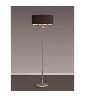 Banyan 3 Light Switched Floor Lamp With 50cm x 20cm Faux Silk Shade Black/White Laminate Polished Nickel/Black-2