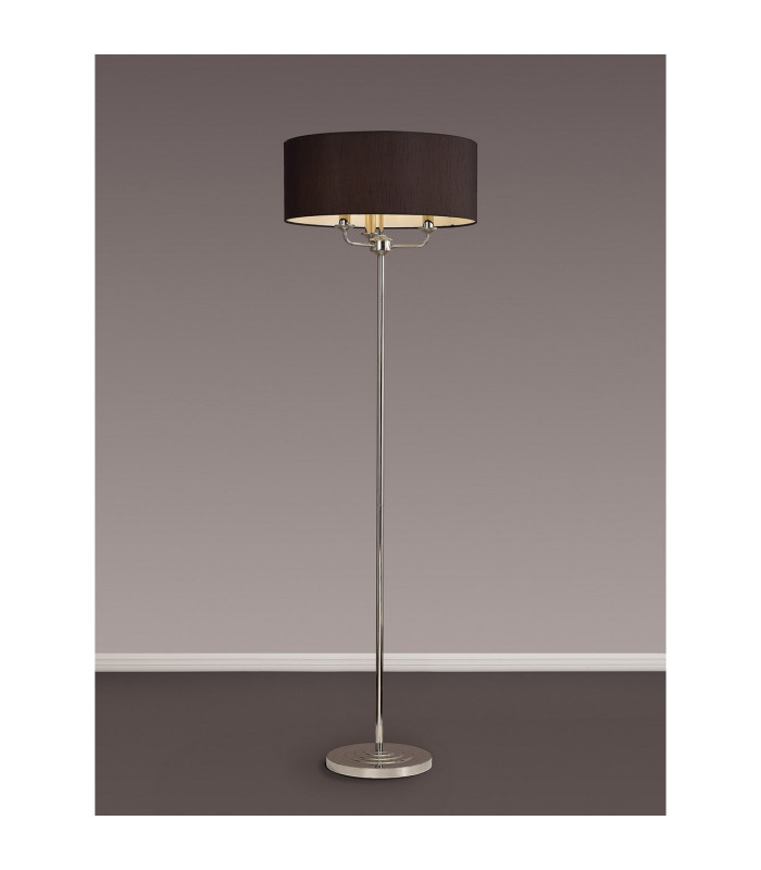 Banyan 3 Light Switched Floor Lamp With 50cm x 20cm Faux Silk Shade Black/White Laminate Polished Nickel/Black-2