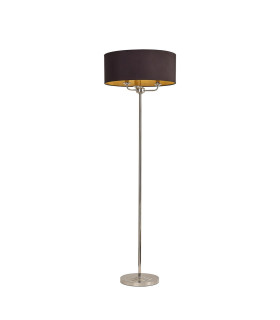 Banyan 3 Light Switched Floor Lamp With 50cm x 20cm Faux Silk Shade Black/Green Olive Polished Nickel/Midnight Black-1