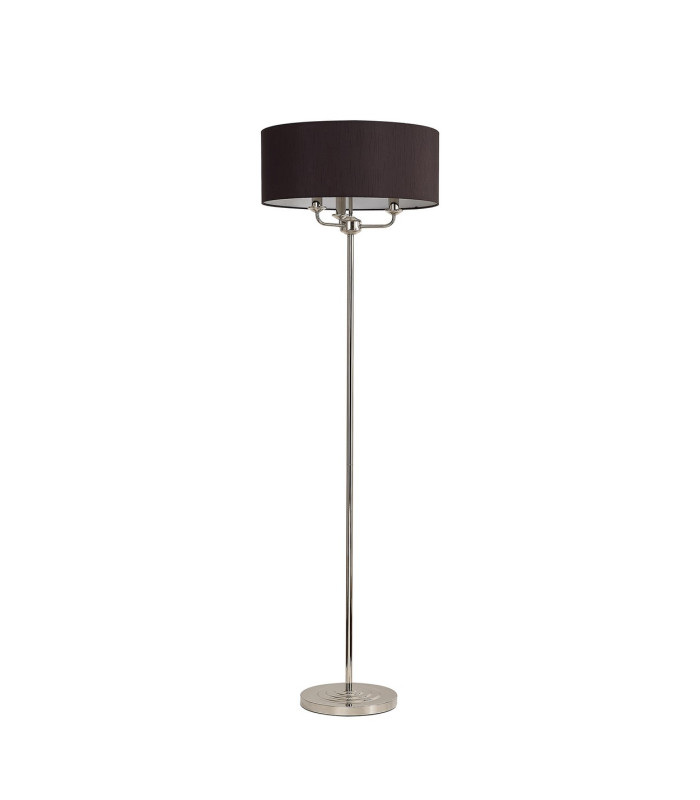 Banyan 3 Light Switched Floor Lamp With 50cm x 20cm Faux Silk Shade Black/White Laminate Polished Nickel/Black-4