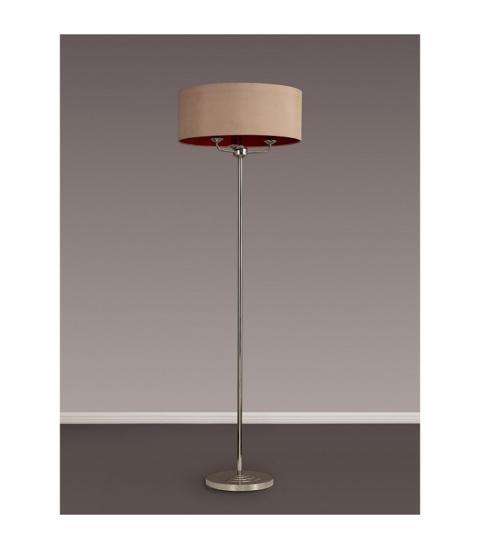 Banyan 3 Light Switched Floor Lamp With 50cm x 20cm Dual Faux Silk Shade Antique Gold/Ruby Polished Nickel/Antique Gold-11