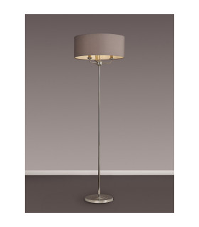 Banyan 3 Light Switched Floor Lamp With 50cm x 20cm Faux Silk Shade Grey/White Laminate Polished Nickel/Grey-2