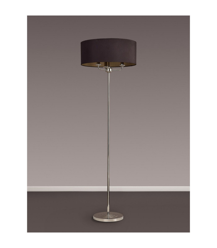 Banyan 3 Light Switched Floor Lamp With 50cm x 20cm Faux Silk Shade Black/Green Olive Polished Nickel/Midnight Black-11
