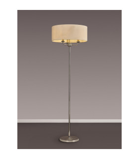 Banyan 3 Light Switched Floor Lamp With 50cm x 20cm Faux Silk Shade Ivory Pearl/White Laminate Polished Nickel-2
