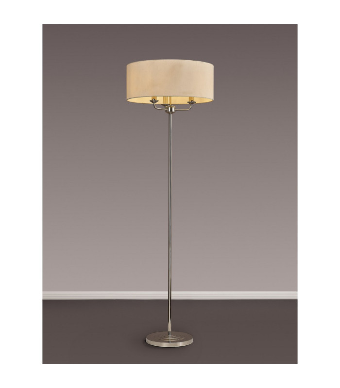 Banyan 3 Light Switched Floor Lamp With 50cm x 20cm Faux Silk Shade Ivory Pearl/White Laminate Polished Nickel-2