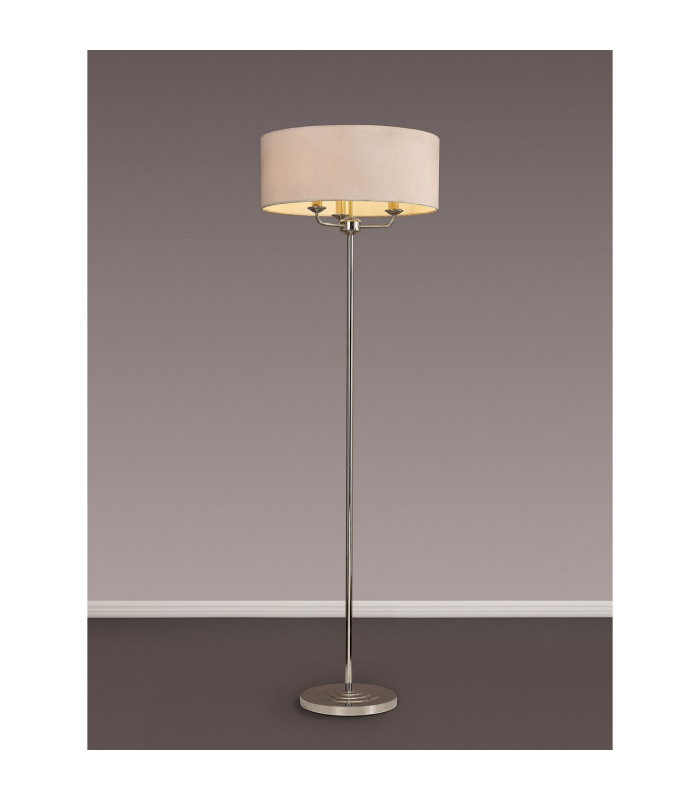 Banyan 3 Light Switched Floor Lamp With 50cm x 20cm Dual Faux Silk Shade Nude Beige/Moonlight Polished Nickel-2