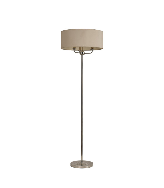 Banyan 3 Light Switched Floor Lamp With 50cm x 20cm Faux Silk Shade Ivory Pearl/White Laminate Polished Nickel-4