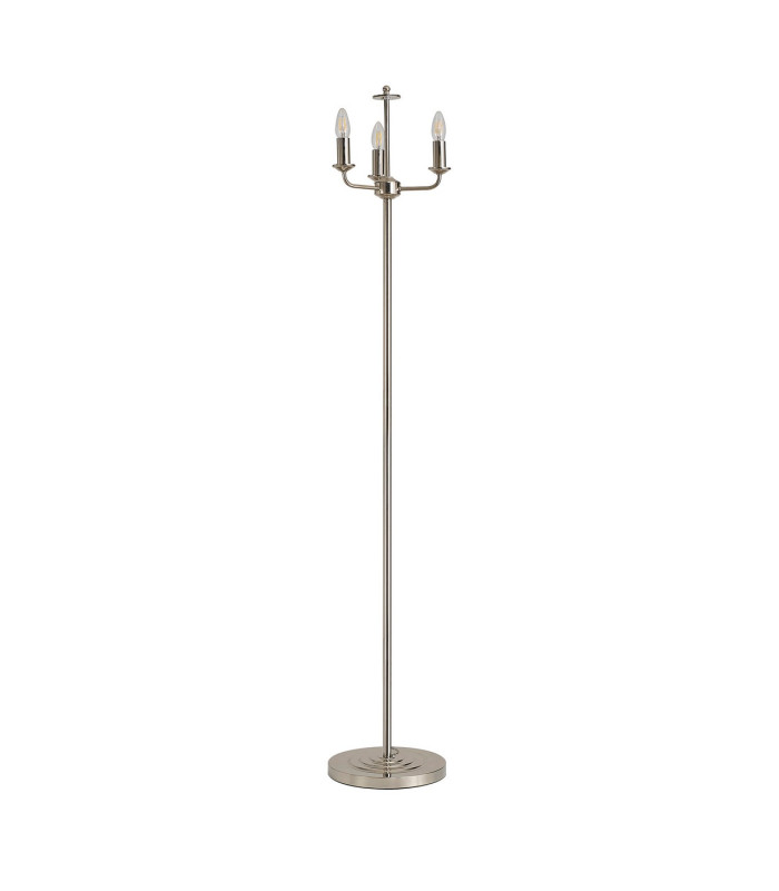 Banyan 3 Light Switched Floor Lamp With 50cm x 20cm Faux Silk Shade Ivory Pearl/White Laminate Polished Nickel-5