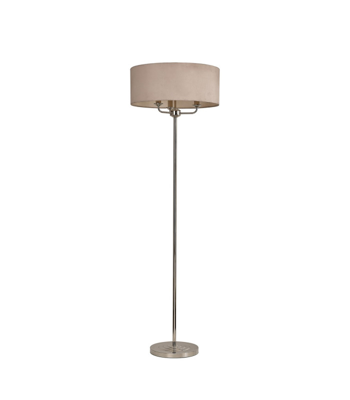 Banyan 3 Light Switched Floor Lamp With 50cm x 20cm Dual Faux Silk Shade Nude Beige/Moonlight Polished Nickel-4
