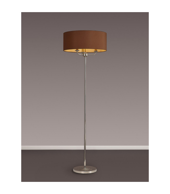 Banyan 3 Light Switched Floor Lamp With 50cm x 20cm Dual Faux Silk Shade Raw Cocoa/Grecian Bronze Polished Nickel-2