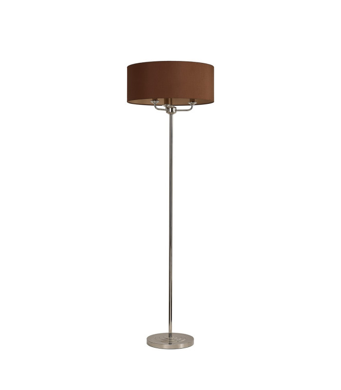 Banyan 3 Light Switched Floor Lamp With 50cm x 20cm Dual Faux Silk Shade Raw Cocoa/Grecian Bronze Polished Nickel-4
