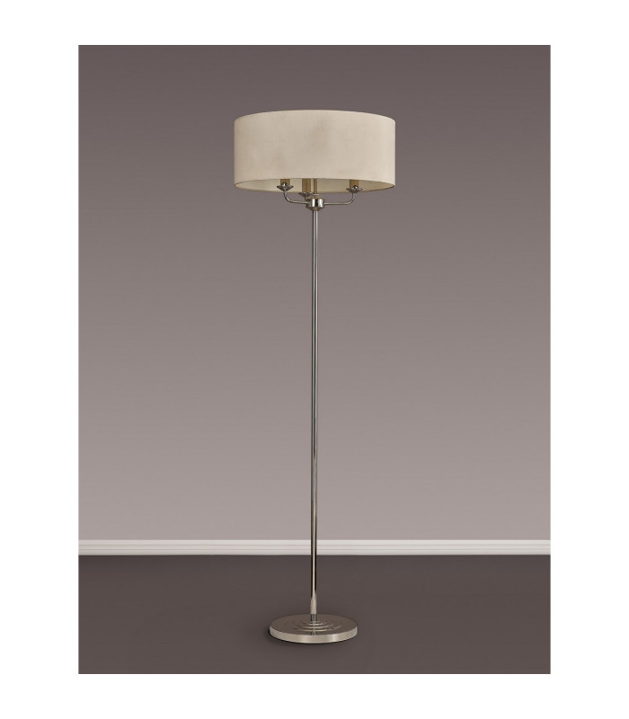 Banyan 3 Light Switched Floor Lamp With 50cm x 20cm Faux Silk Shade Ivory Pearl/White Laminate Polished Nickel-11