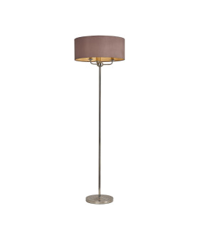 Banyan 3 Light Switched Floor Lamp With 50cm x 20cm Dual Faux Silk Shade Taupe/Halo Gold Polished Nickel-1