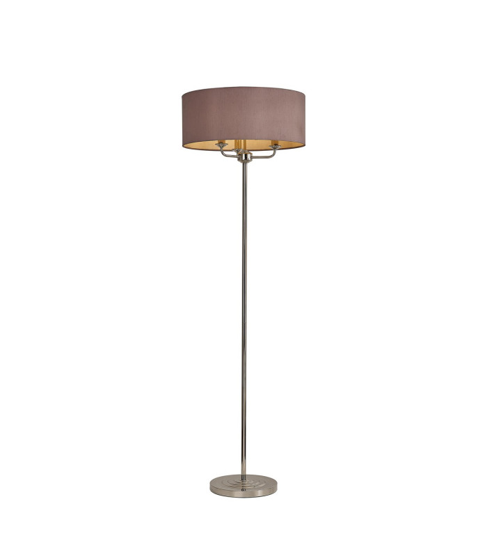 Banyan 3 Light Switched Floor Lamp With 50cm x 20cm Dual Faux Silk Shade Taupe/Halo Gold Polished Nickel-1