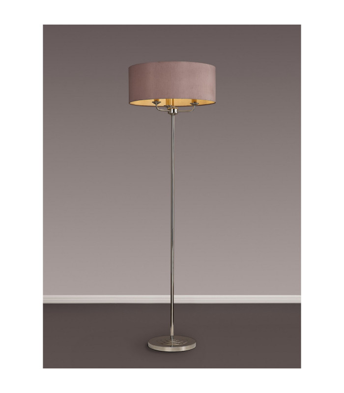 Banyan 3 Light Switched Floor Lamp With 50cm x 20cm Dual Faux Silk Shade Taupe/Halo Gold Polished Nickel-2
