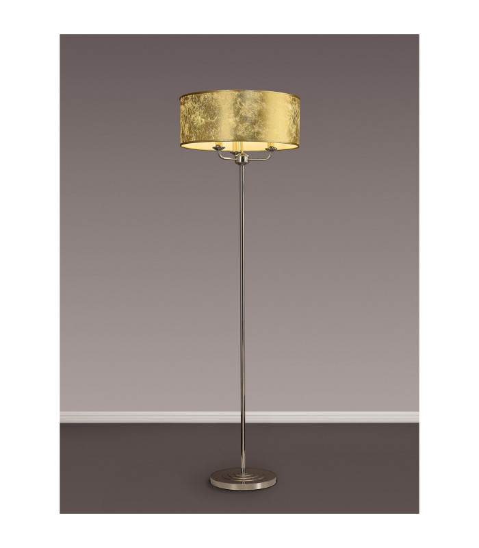 Banyan 3 Light Switched Floor Lamp With 50cm x 20cm Gold Leaf With White Lining Shade Polished Nickel/Gold Leaf-2