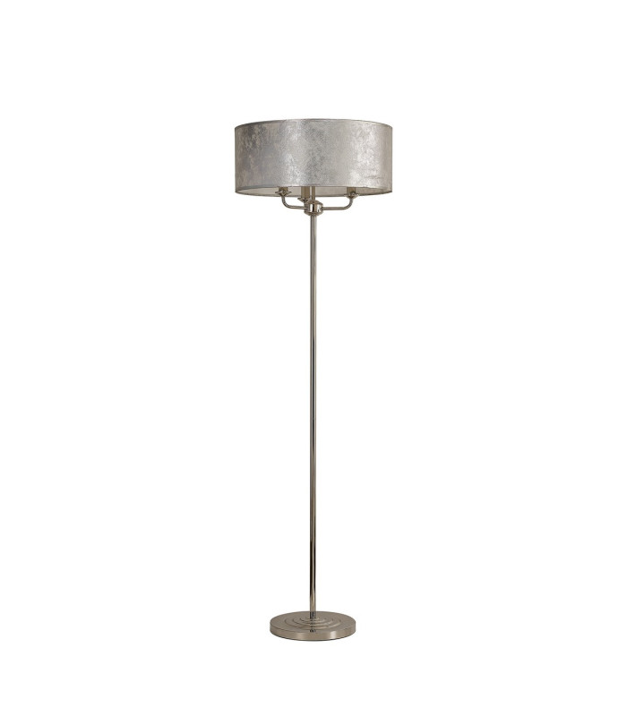 Banyan 3 Light Switched Floor Lamp With 50cm x 20cm Silver Leaf With White Lining Shade Polished Nickel/Silver Leaf-4