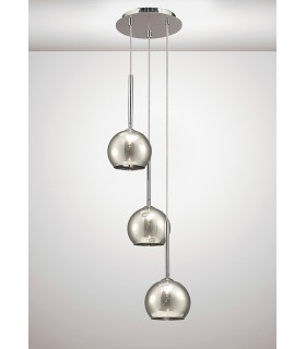 Ceiling Cluster Pendant 3 Light Cluster G9 Polished Chrome, Smoke Glass - 2