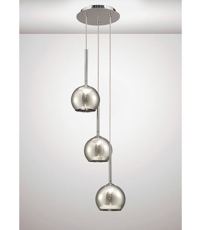 Ceiling Cluster Pendant 3 Light Cluster G9 Polished Chrome, Smoke Glass - 2