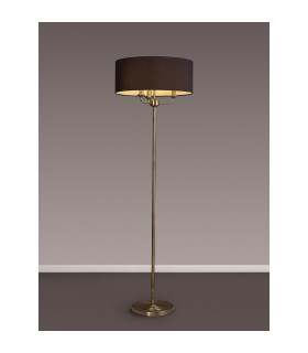 Banyan 3 Light Switched Floor Lamp With 50cm x 20cm Faux Silk Shade Black/White Laminate Antique Brass-2