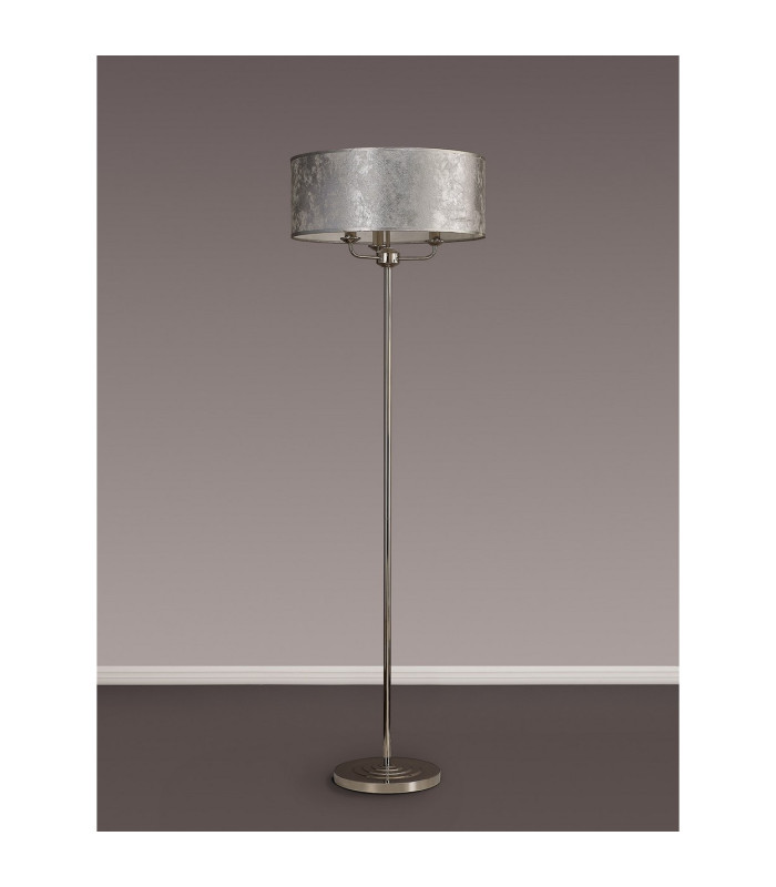 Banyan 3 Light Switched Floor Lamp With 50cm x 20cm Silver Leaf With White Lining Shade Polished Nickel/Silver Leaf-11