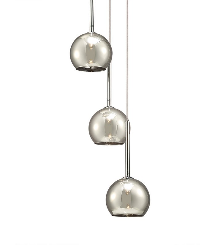 Ceiling Cluster Pendant 3 Light Cluster G9 Polished Chrome, Smoke Glass - 4
