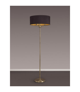 Banyan 3 Light Switched Floor Lamp With 50cm x 20cm Dual Faux Silk Shade Black/Green Olive Antique Brass-2