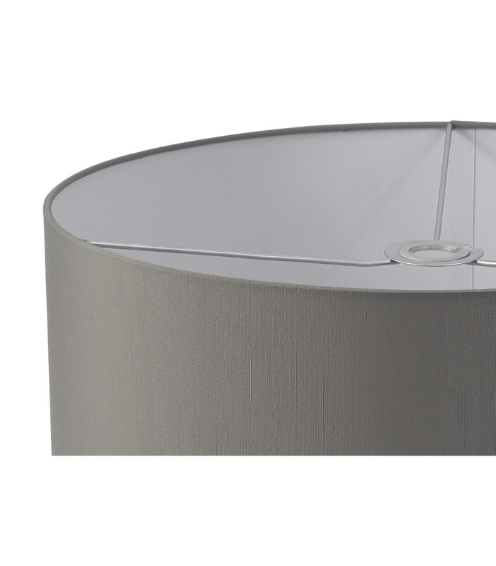 Banyan 3 Light Switched Floor Lamp With 50cm x 20cm Faux Silk Shade Grey/White Laminate Antique Brass-9