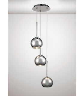 Ceiling Cluster Pendant 3 Light Cluster G9 Polished Chrome, Chrome Plated Glass - 2
