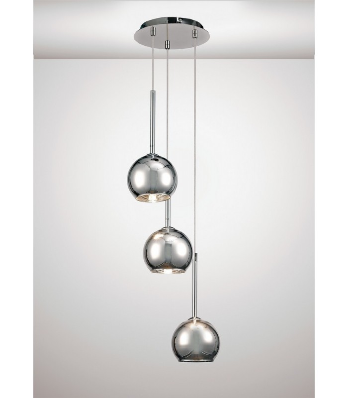 Ceiling Cluster Pendant 3 Light Cluster G9 Polished Chrome, Chrome Plated Glass - 2