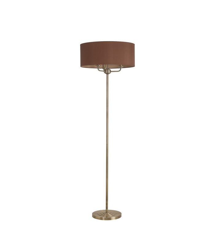 Banyan 3 Light Switched Floor Lamp With 50cm x 20cm Dual Faux Silk Shade Raw Cocoa/Grecian Bronze Antique Brass-4