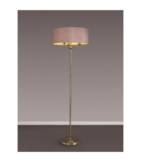 Banyan 3 Light Switched Floor Lamp With 50cm x 20cm Dual Faux Silk Shade Taupe/Halo Gold Antique Brass-2