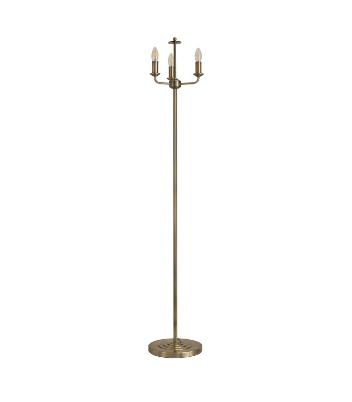 Banyan 3 Light Switched Floor Lamp With 50cm x 20cm Dual Faux Silk Shade Raw Cocoa/Grecian Bronze Antique Brass-5