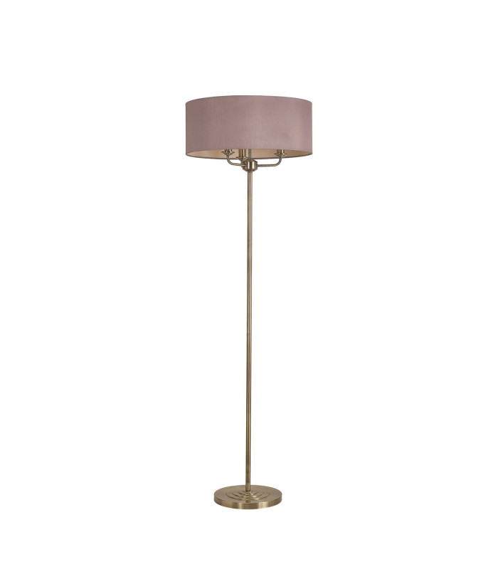 Banyan 3 Light Switched Floor Lamp With 50cm x 20cm Dual Faux Silk Shade Taupe/Halo Gold Antique Brass-4