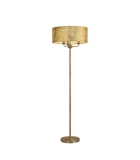 Banyan 3 Light Switched Floor Lamp With 50cm x 20cm Gold Leaf With White Lining Shade Antique Brass/Gold Leaf-1