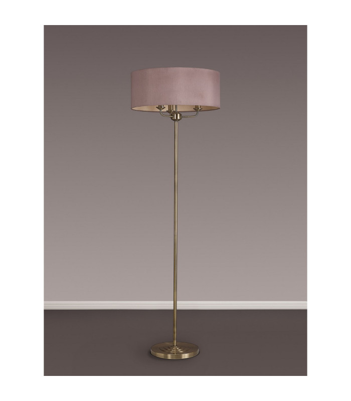 Banyan 3 Light Switched Floor Lamp With 50cm x 20cm Dual Faux Silk Shade Taupe/Halo Gold Antique Brass-11