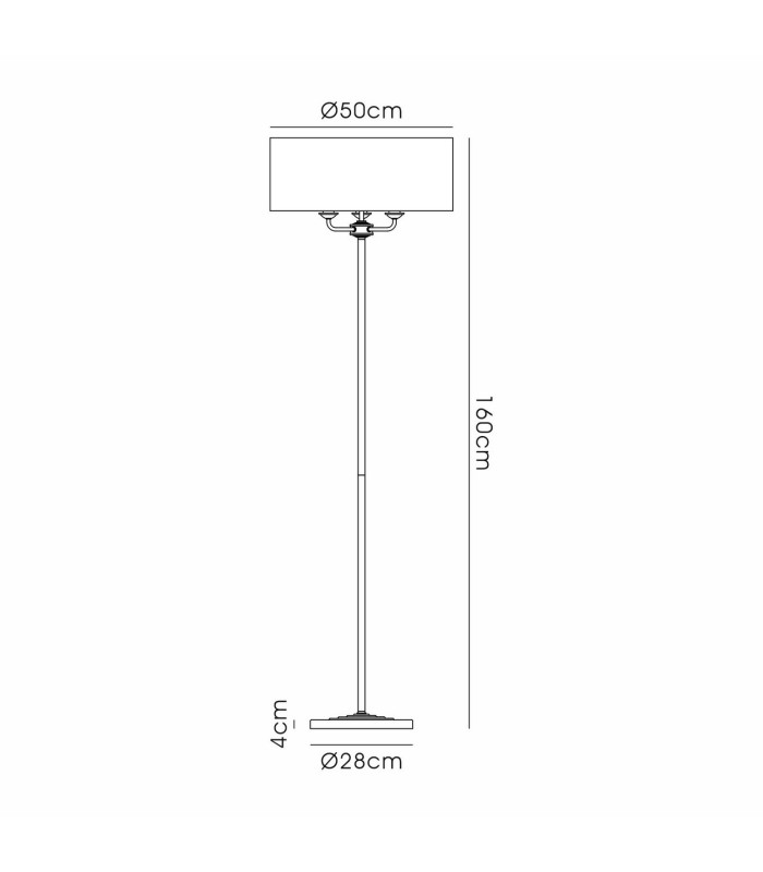 Banyan 3 Light Switched Floor Lamp With 50cm x 20cm Silver Leaf With White Lining Shade Antique Brass/Silver Leaf-3